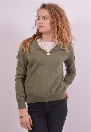 POLO RALPH LAUREN WOMENS VINTAGE JUMPER SWEATER LARGE KHAKI