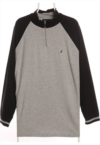 NAUTICA - BLACK AND GREY QUARTER ZIP JUMPER - XLARGE