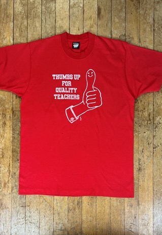 SCREEN STARS RED PRINT SINGLE STITCH T - SHIRT