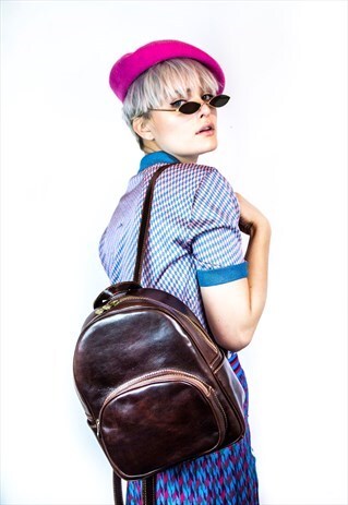 ITALIAN LEATHER BACKPACK COCO BROWN MEDIUM