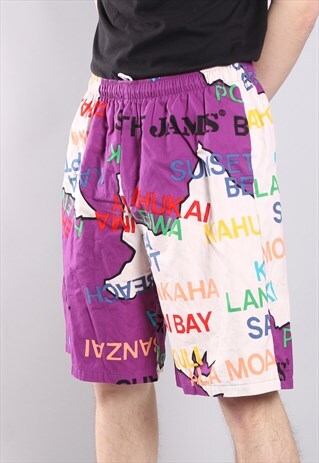 VINTAGE ABSTRACT CRAZY PATTERNED BERMUDA SHORTS