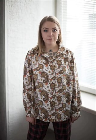 VINTAGE 70'S PAISLEY PATTERNED BLOUSE