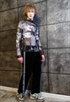 THREE STRIPE VELVET JOGGERS BUTTERFLY CLIP ON OVERALLS BLACK