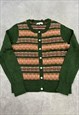 VINTAGE ABSTRACT KNITTED CARDIGAN PATTERNED KNIT SWEATER