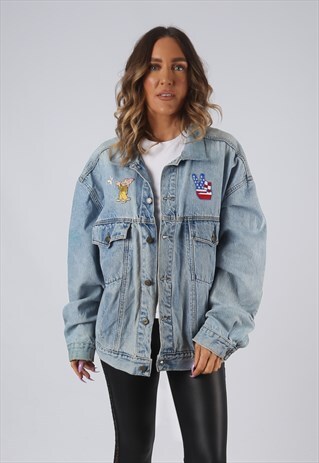 DENIM JACKET OVERSIZED FITTED EDDIE BAUER UK 16 - 18 (DK4Z)