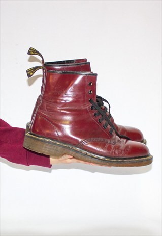 VINTAGE DR MARTEN BURDUNDY OX BLOOD PUNK ROCK BOOTS UK9
