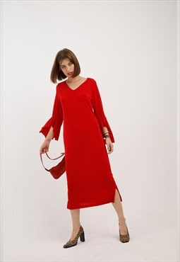 Vintage Lycra Midi Red Dress