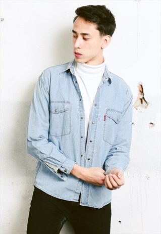 VINTAGE 90S LIGHT WASH DENIM SHIRT