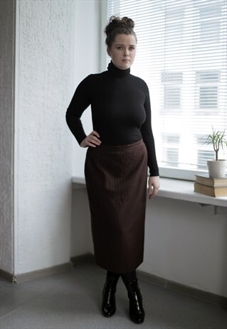 VINTAGE 80'S MIDI BROWN SKIRT