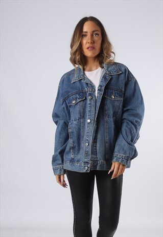VINTAGE DENIM JACKET OVERSIZED FITTED UK 20 3XL (OAL)