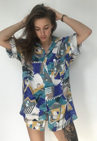 PATTERNED OVERSIZED RETRO VINTAGE UNISEX FESTIVAL SHIRT