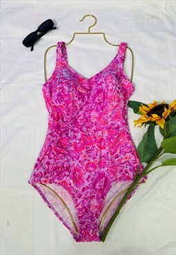 Vintage 80's Low Back Floral Patterned Swimsuit