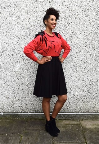 VINTAGE 80'S RED WINTER JUMPER