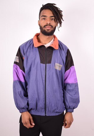 MENS VINTAGE TRACKSUIT TOP JACKET LARGE BLUE 90S