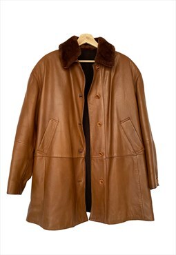 Loewe Vintage oversize brown leather jacket from the 90s XL