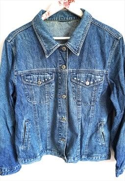 Vintage Denim Jacket Oversize Dark Blue Oversized Cropped