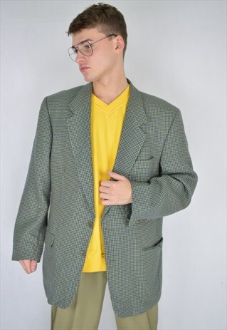 VINTAGE GREEN CHECKERED PARTY BLAZER