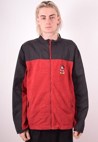 DISNEY MENS VINTAGE FLEECE JACKET XL RED 90S
