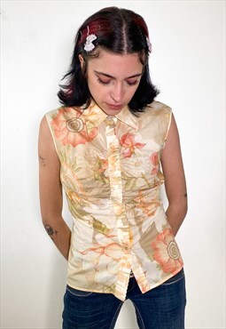 Vintage 90s floral sleeveless shirt 