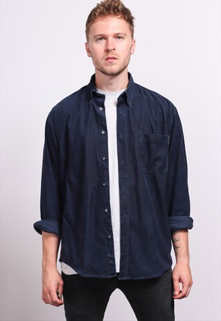 VINTAGE CORDUROY CORD SHIRT BLUE