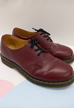 Burgundy Shoes Leather Lace Up Smart