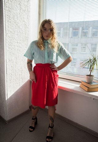 VINTAGE 80'S RED MIDI COTTON SKIRT
