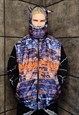 TIE-DYE BOMBER REVERSIBLE JACKET ABSTRACT GRAFFITI PUFFER