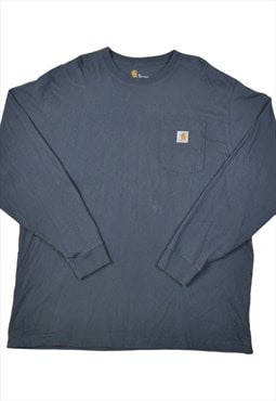 Vintage Carhartt Pocket Long Sleeve T-Shirt Navy XL