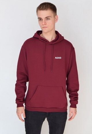 BURGUNDY XOXO (WHITE) HOODIE