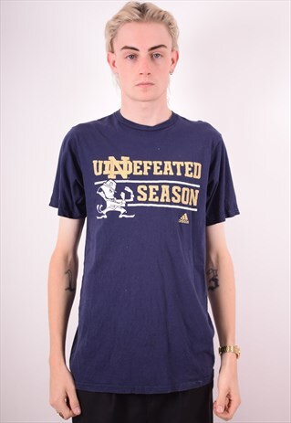 ADIDAS MENS VINTAGE T-SHIRT TOP MEDIUM NAVY BLUE 90S
