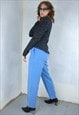 VINTAGE Y2K LIGHT FESTIVAL STRAIGHT PUNK BAGGY TROUSERS BLUE