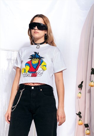 VINTAGE DRAGON BALL T-SHIRT 90S CARTOON CROP TOP
