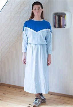 Light blue long sleeve geometrical pattern dress