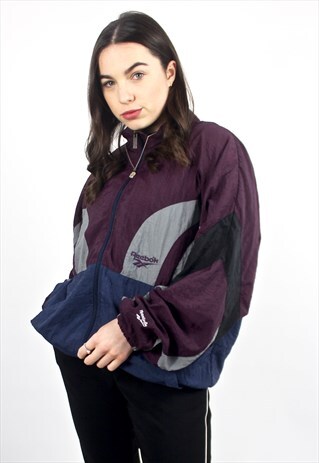 90'S RETRO NAVY & BURGUNDY OVERSIZED TRACK JACKET