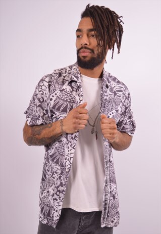 VINTAGE SHIRT CRAZY PRINT GREY