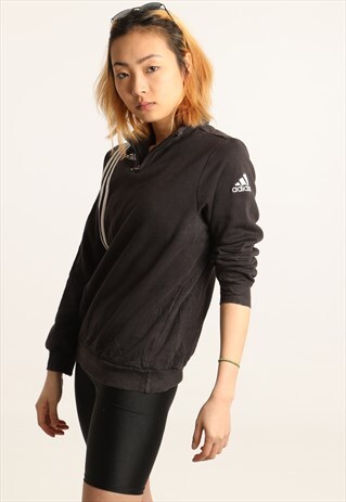 VINTAGE ADIDAS EMBROIDERED SPELLOUT 1/4 ZIP SWEATSHIRT