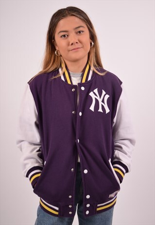 VINTAGE MAJESTIC NY BOMBER JACKET PURPLE