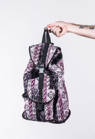 VINTAGE PURPLE PATTERNED RUCKSACK