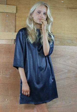 METALLIC BLUE MINI DRESS