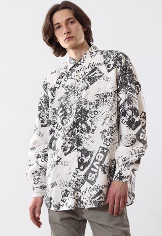 90'S VINTAGE MENS LEVIS BIG LOGO PRINTED LONG SLEEVE SHIRT