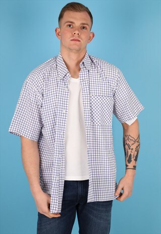 VINTAGE BOSS BLUE CHECK SHIRT NS203
