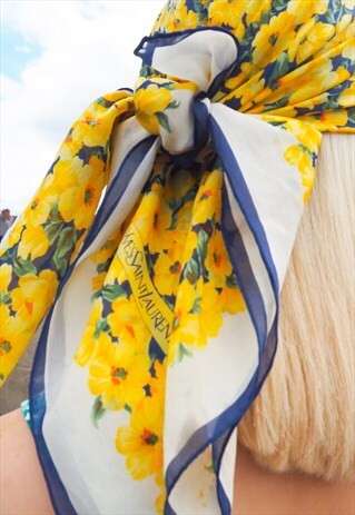 VINTAGE YVES SAINT LAURENT FLORAL SCARF