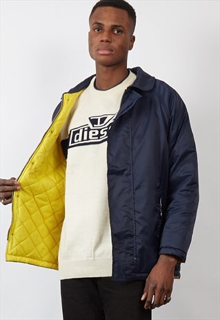 VINTAGE 90'S CHAMPION NAVY/YELLOW PADDED COAT