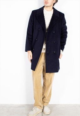 Men's Steinbock Himalay Navy Double Breasted Loden Coat