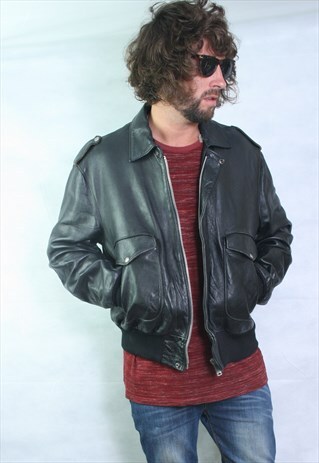 LEATHER BOMBER FLYING JACKET.