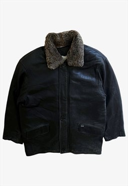 Vintage 80s Men's Hugo Boss Black Leather Jacket