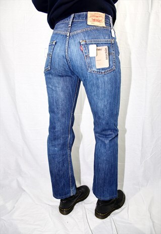 VINTAGE DARK BLUE WASHED HIGH WAISTED 501 JEANS 075