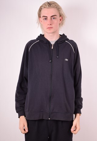 REEBOK MENS VINTAGE HOODIE JACKET LARGE NAVY BLUE 90S