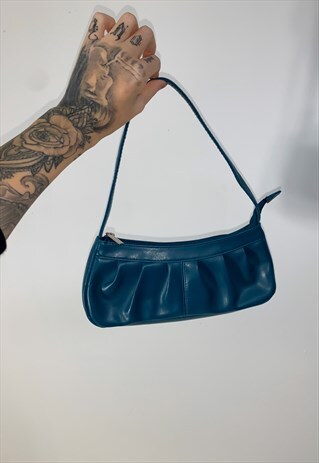 VINTAGE 90'S TEAL BAGUETTE SHOULDER BAG