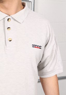 Vintage Donnay Polo Shirt in Grey Short Sleeve Tee Medium